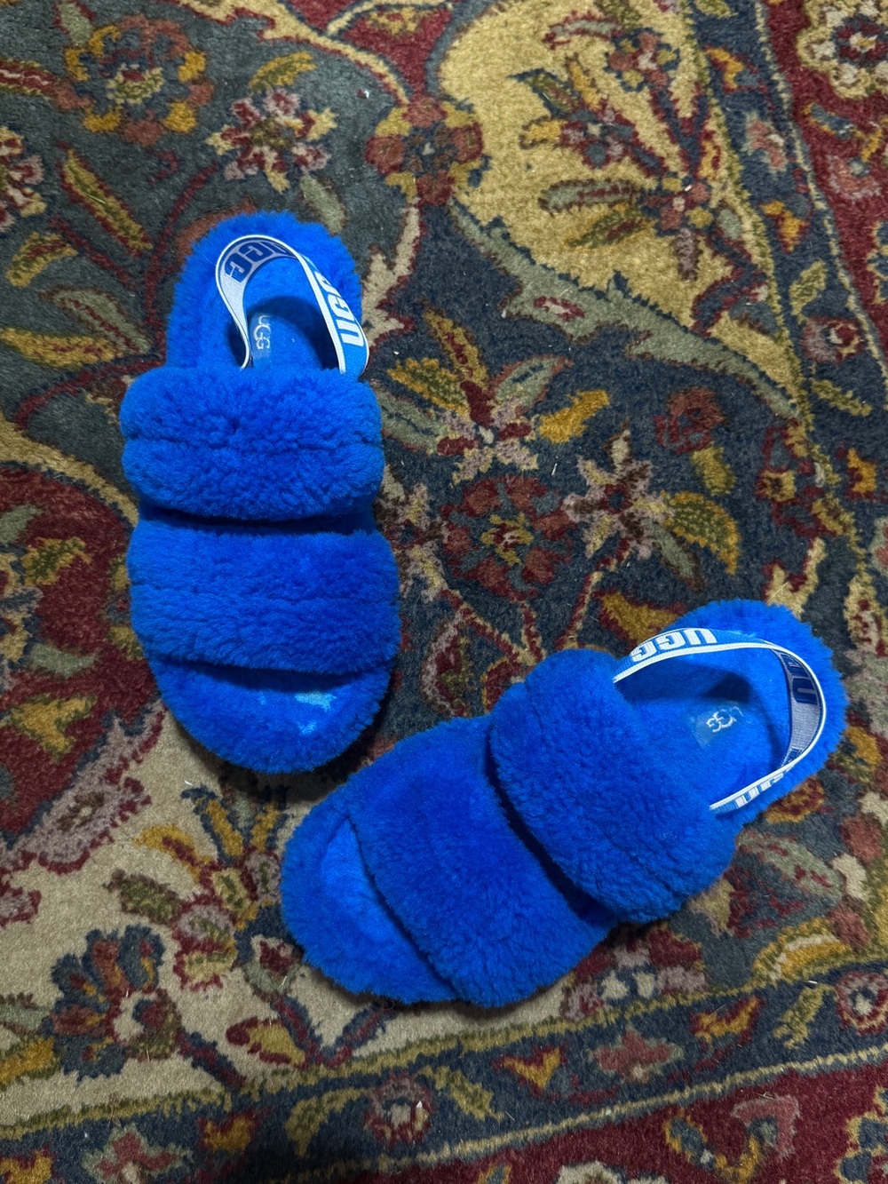 UGG Women’s Electric Blue Fluff Yeah Slides